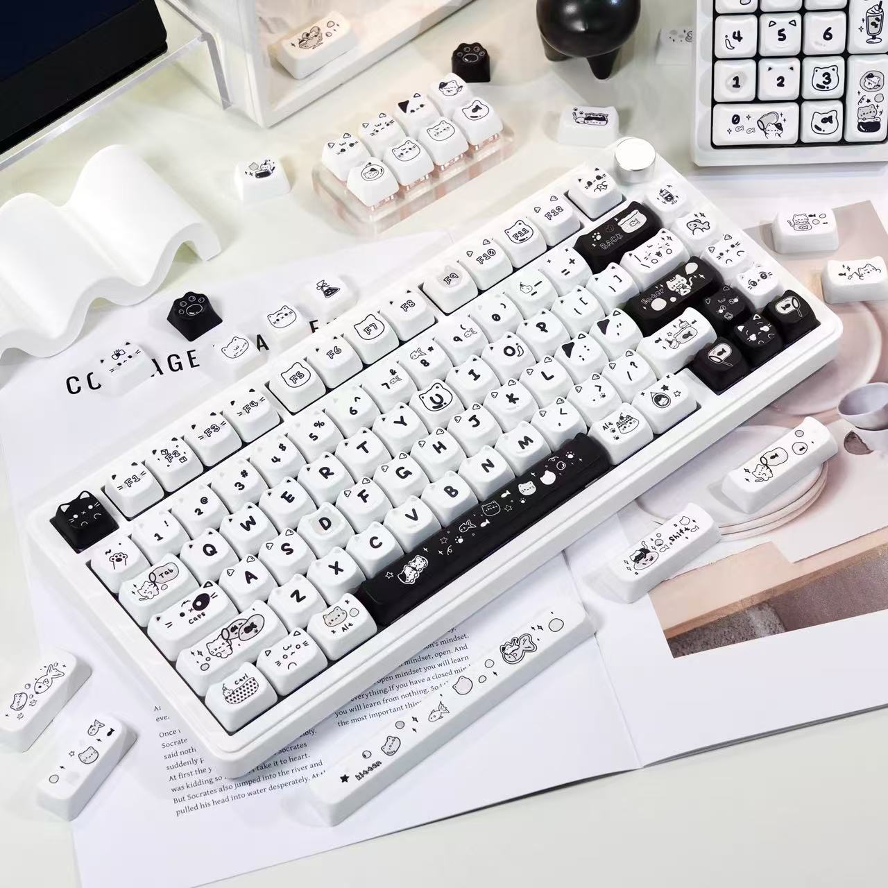 Close-up of MAO height keycap showing five-sided sublimation print