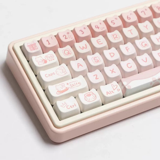 Cute Pastel PBT Cat Keycaps – 142 Keys Full Set