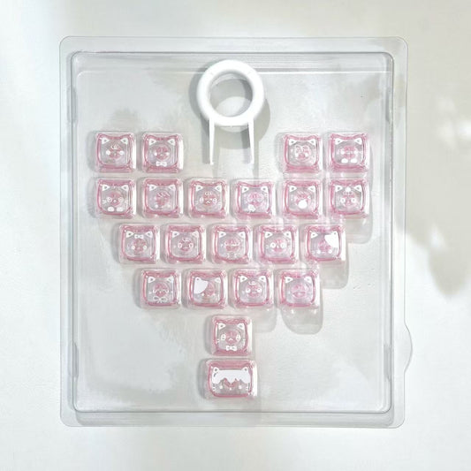 MAO Profile Transparent Heart Keycap Add-on Set – 21 Keys Cute Custom Keyboard Kit
