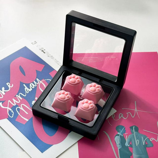 pink silicone cat paw keycaps 4pcs set