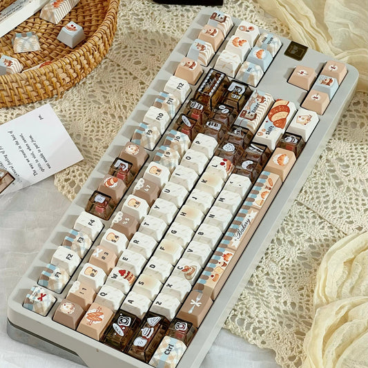 Bakery & Coffee Shop Theme Keycaps | PBT Five-Sided Dye-Sub Cherry Profile