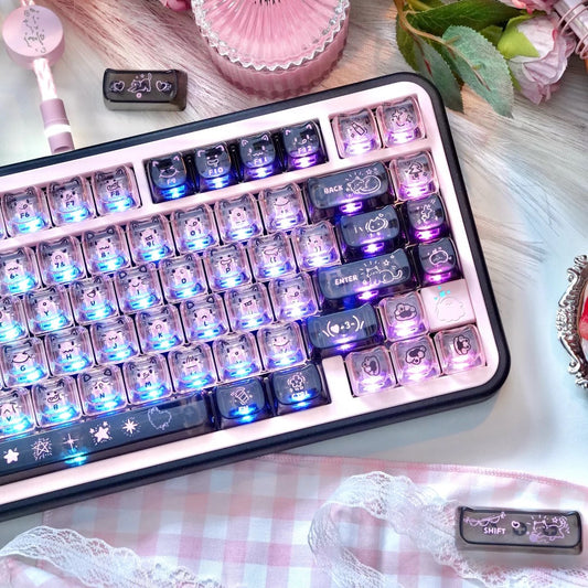 Black Pink Graffiti Clear PC Keycaps – MAO Profile 113-Key | ARKTCAT x Maorbeng