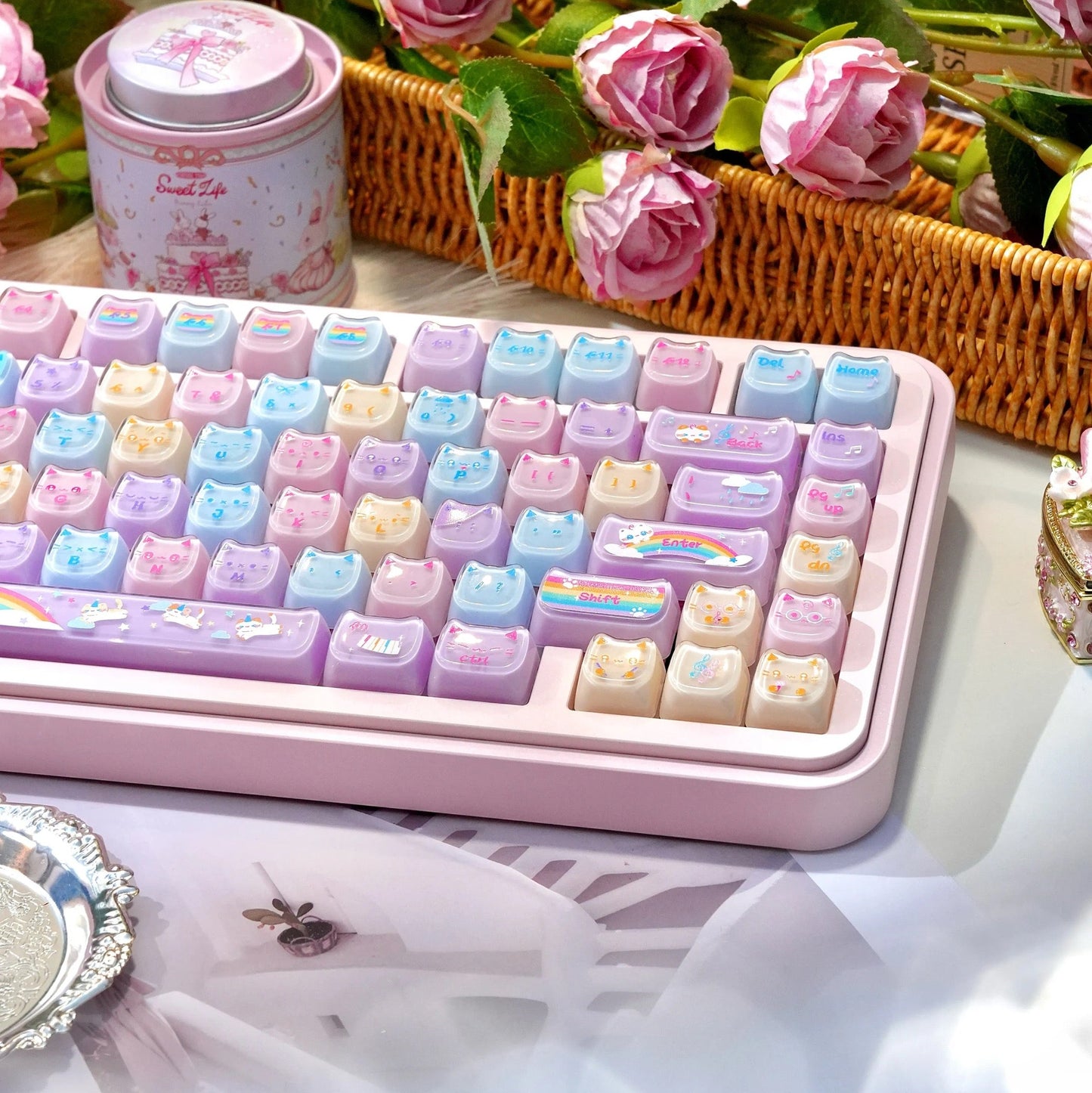 Rainbow Jelly Cat Double-Layer PC Keycaps | ARKTCAT x MAORBENG