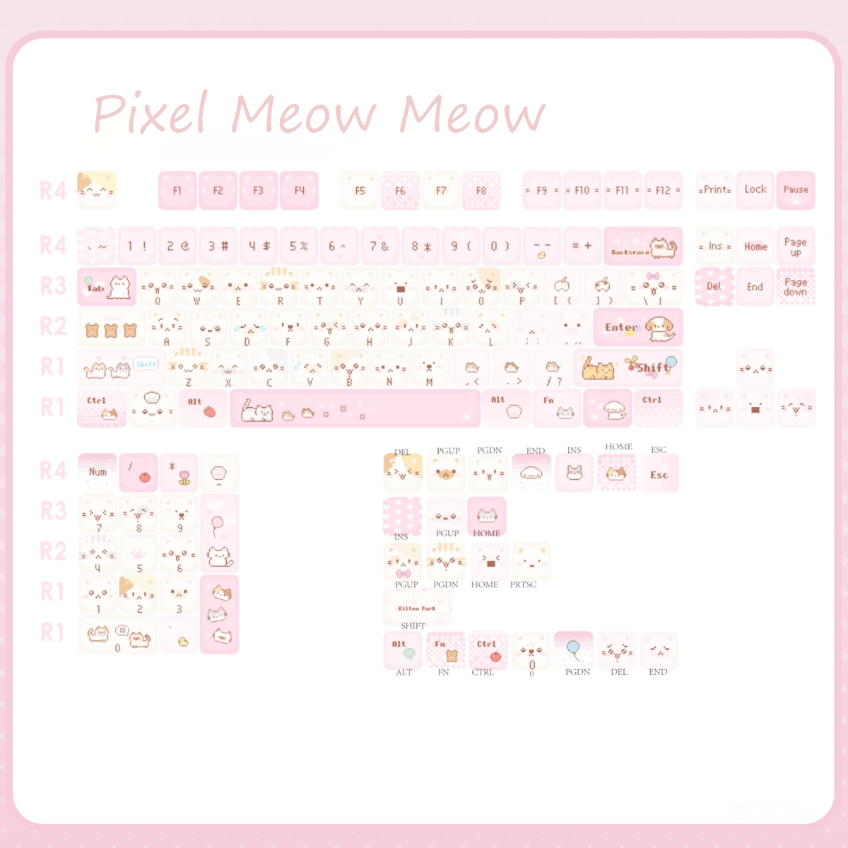 Pixel Meow Meow Keycaps –Cherry Profile PBT + PC | ARKTCAT x SOULCAT