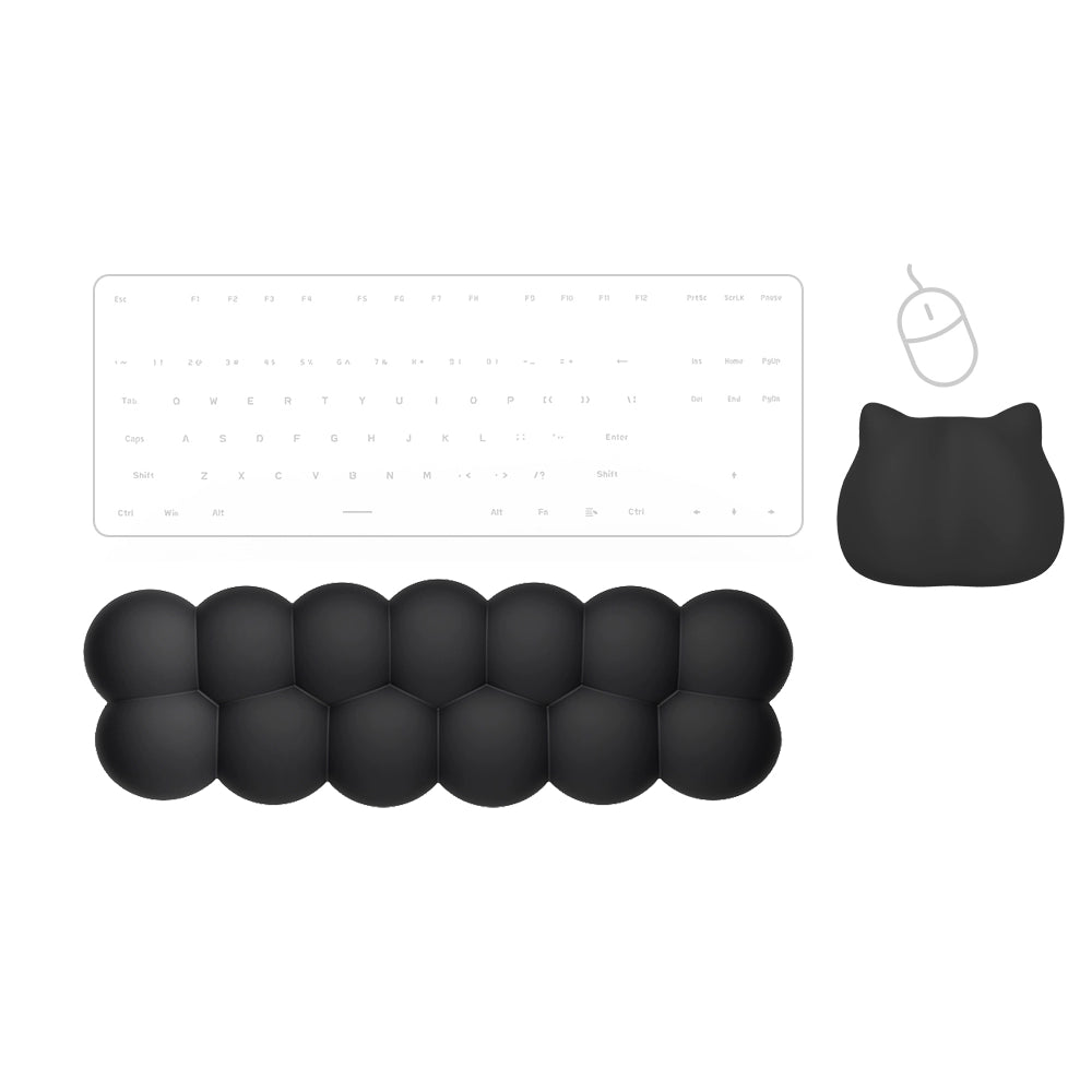 Mini Cloud Puff Wrist Rest Keyboard & Mouse Set 2025 – Cute Kawaii Memory Foam Palm Rest for 60%/65% Mechanical Keyboards