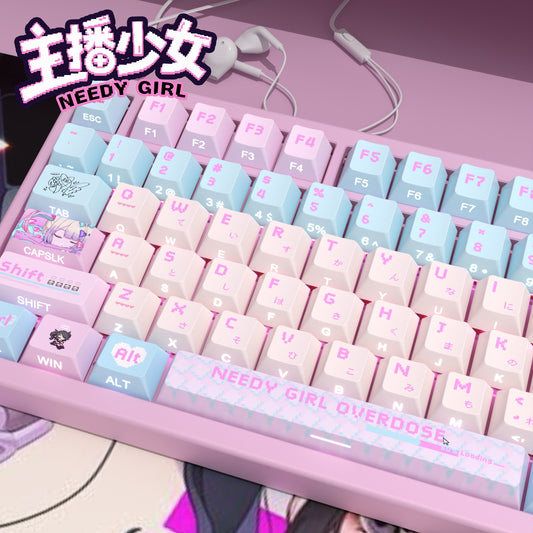 kawaii rabbit keycap set for mechanical keyboards