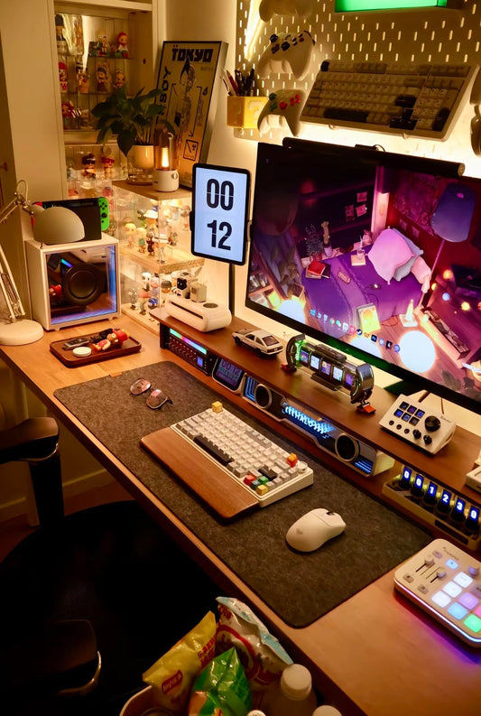 How to Create a Cozy Wooden Desk Setup with RGB Lighting and Magnetic Lamps