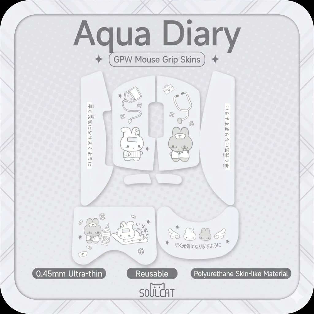 Aqua Diary Mouse Grip Tape | Cute Nurse Bunny Anti-Slip Sticker | Arktcat x Soulcat