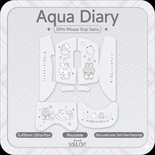 Aqua Diary Mouse Grip Tape | Cute Nurse Bunny Anti-Slip Sticker | Arktcat x Soulcat