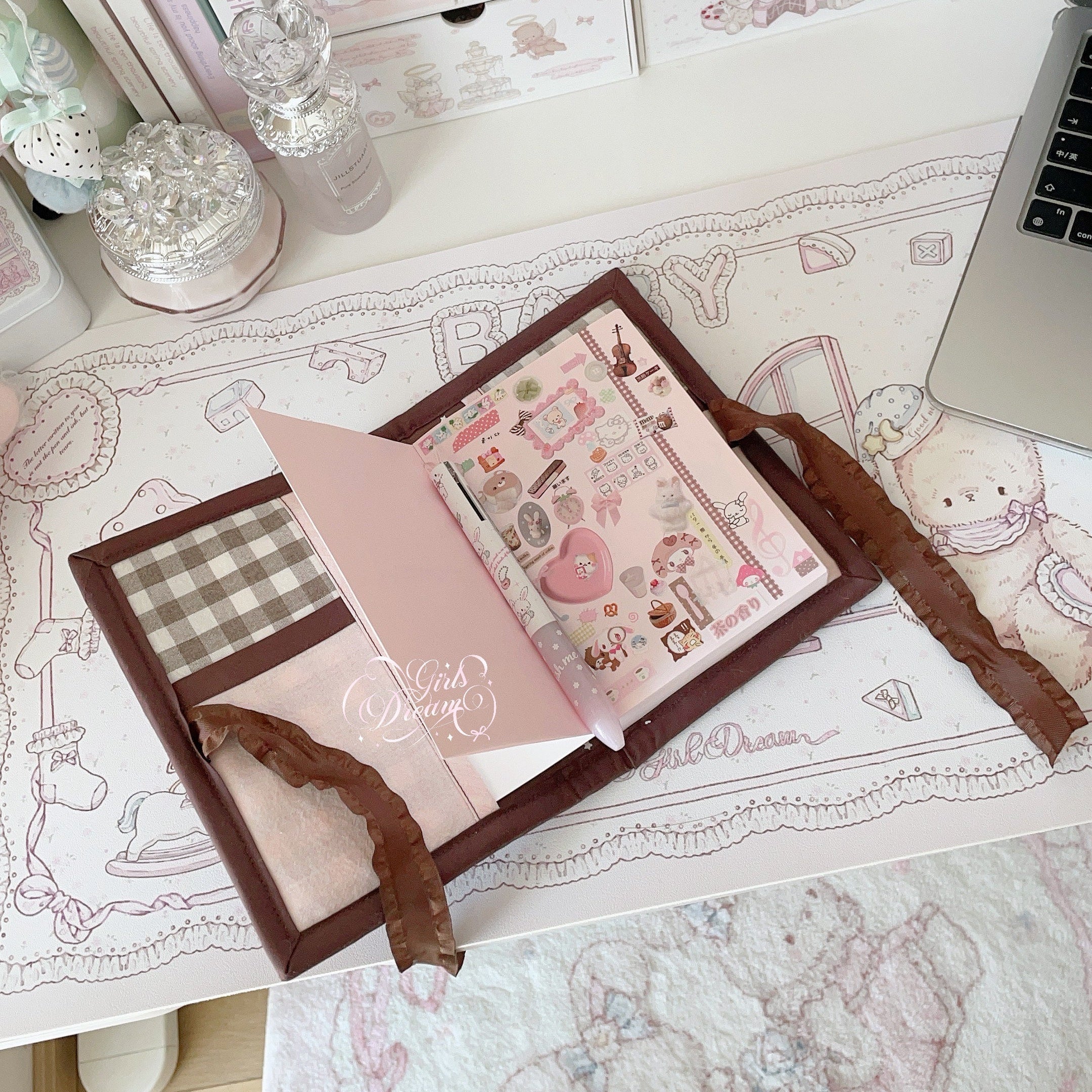 Baby Bunny & Bear Desk Mat | Cute Nursery-Style PU Leather Waterproof Desk Pad for Office & Home