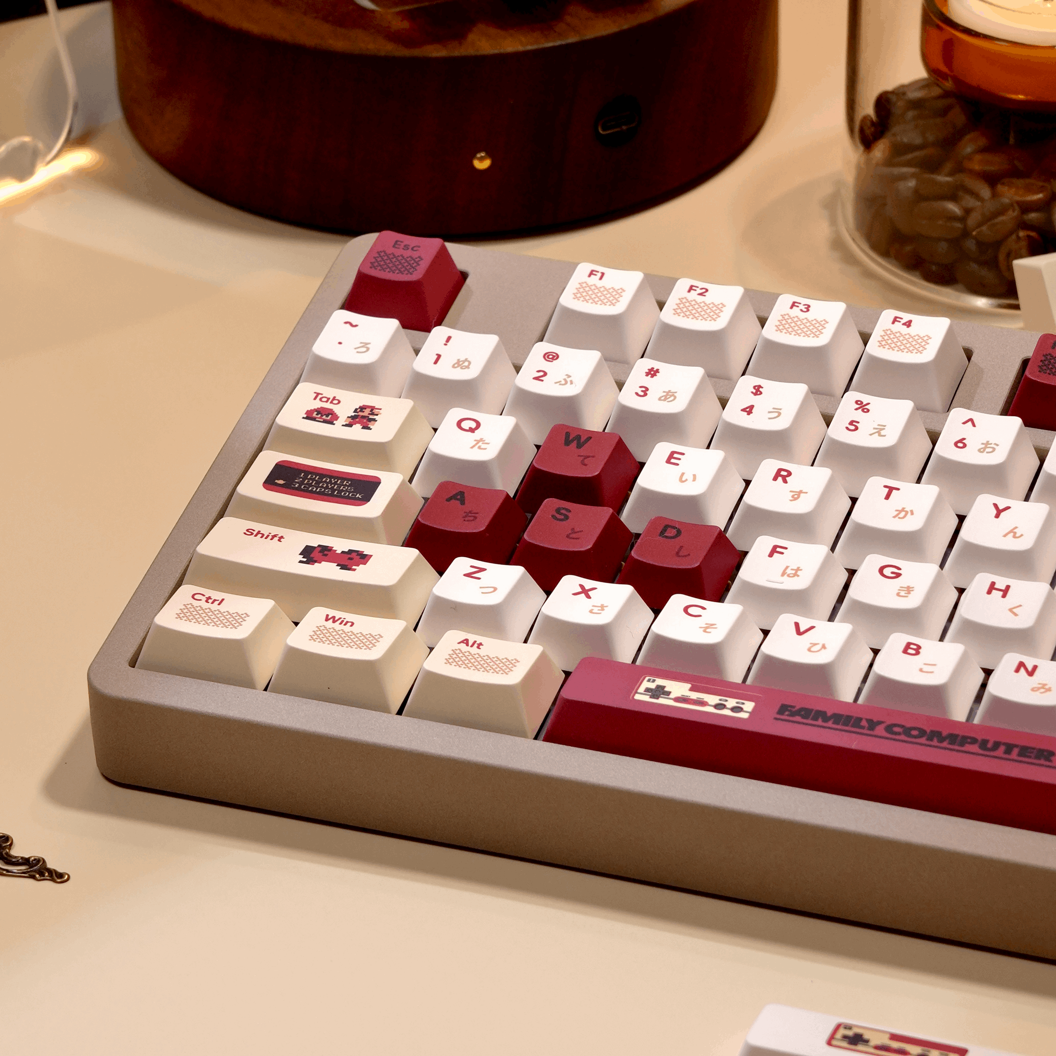 Red and White Five-Side Dye Sublimation Keycaps for Mechanical Keyboards