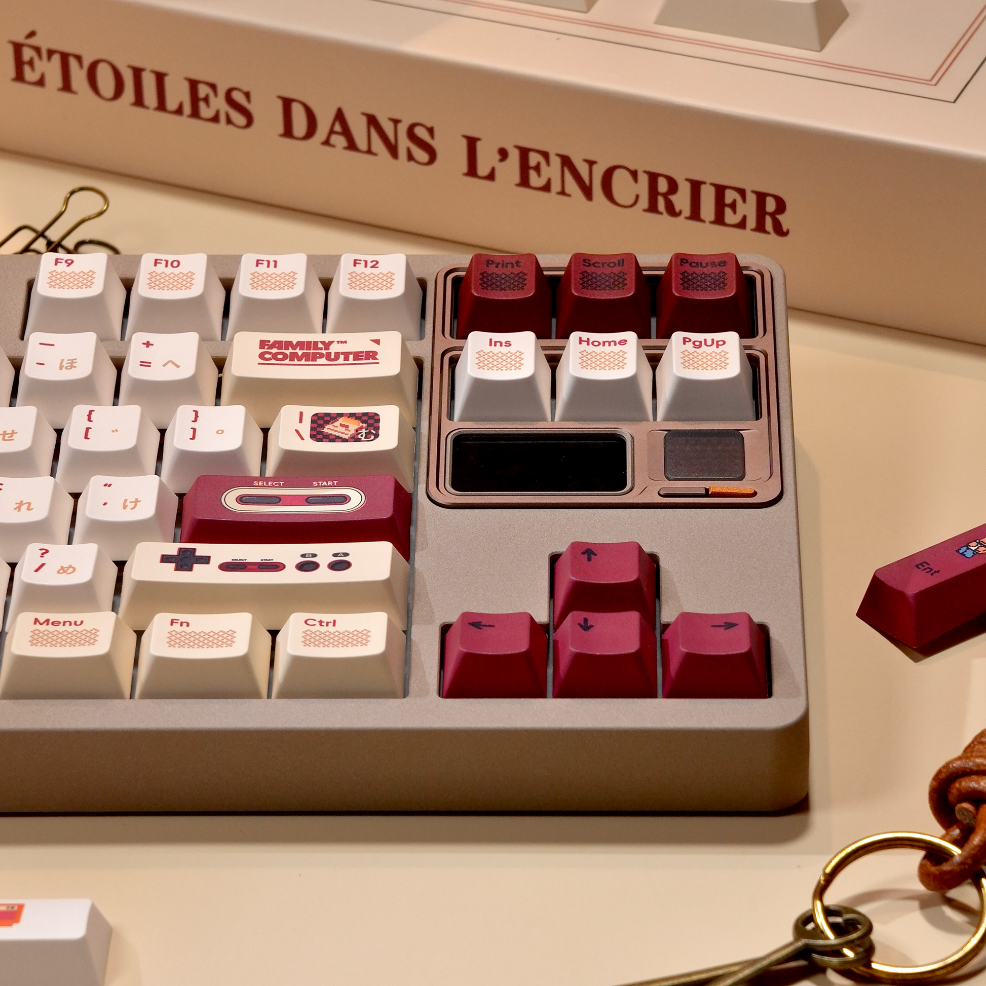 141-Key Keycap Set with PC Transparent Accent Keys and Retro Console Icons