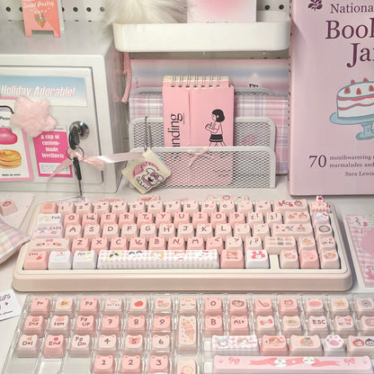 Cute MAO profile cat keycap set for mechanical keyboards, pastel color scheme