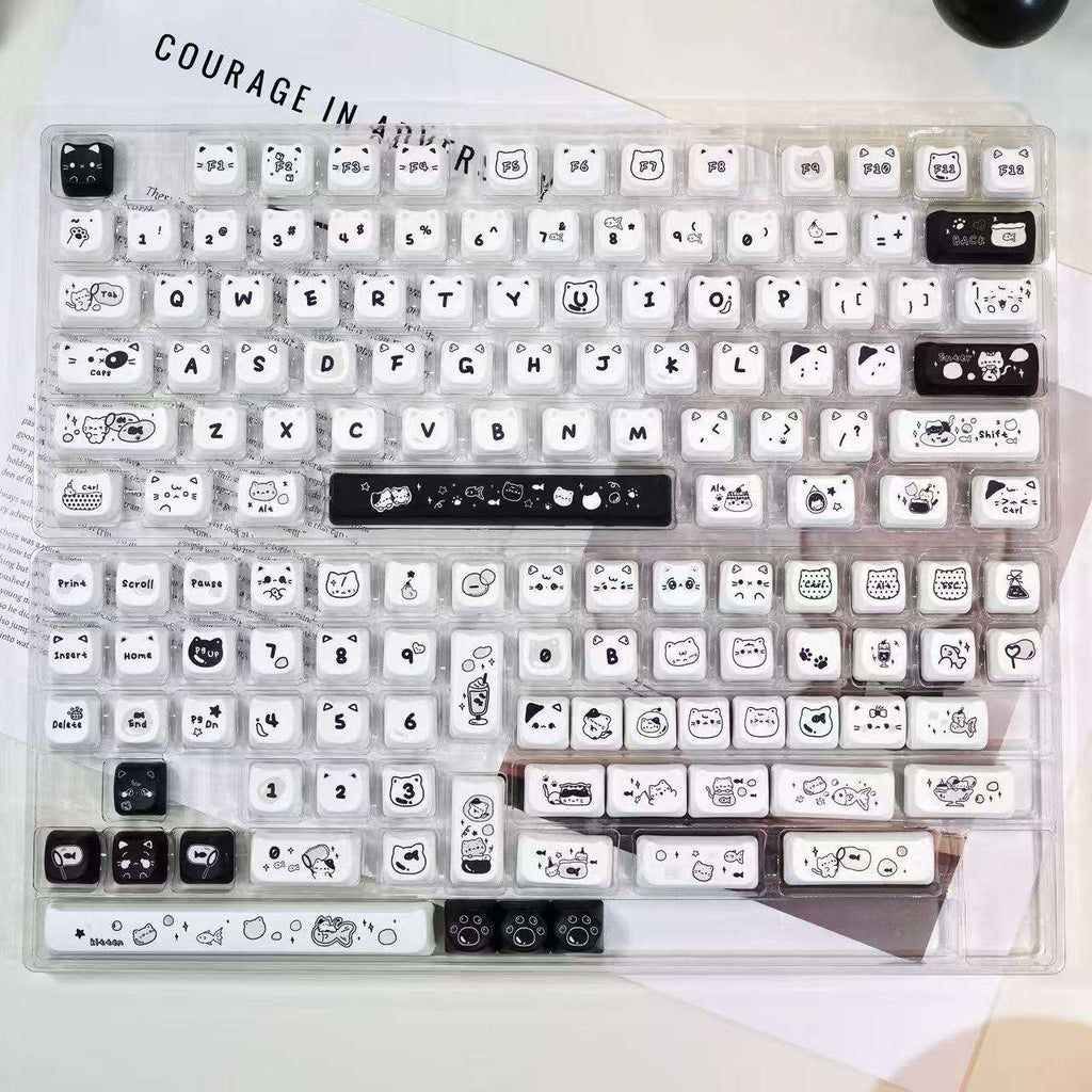 Compatible MX stem MAO cat keycaps in full layout configuration