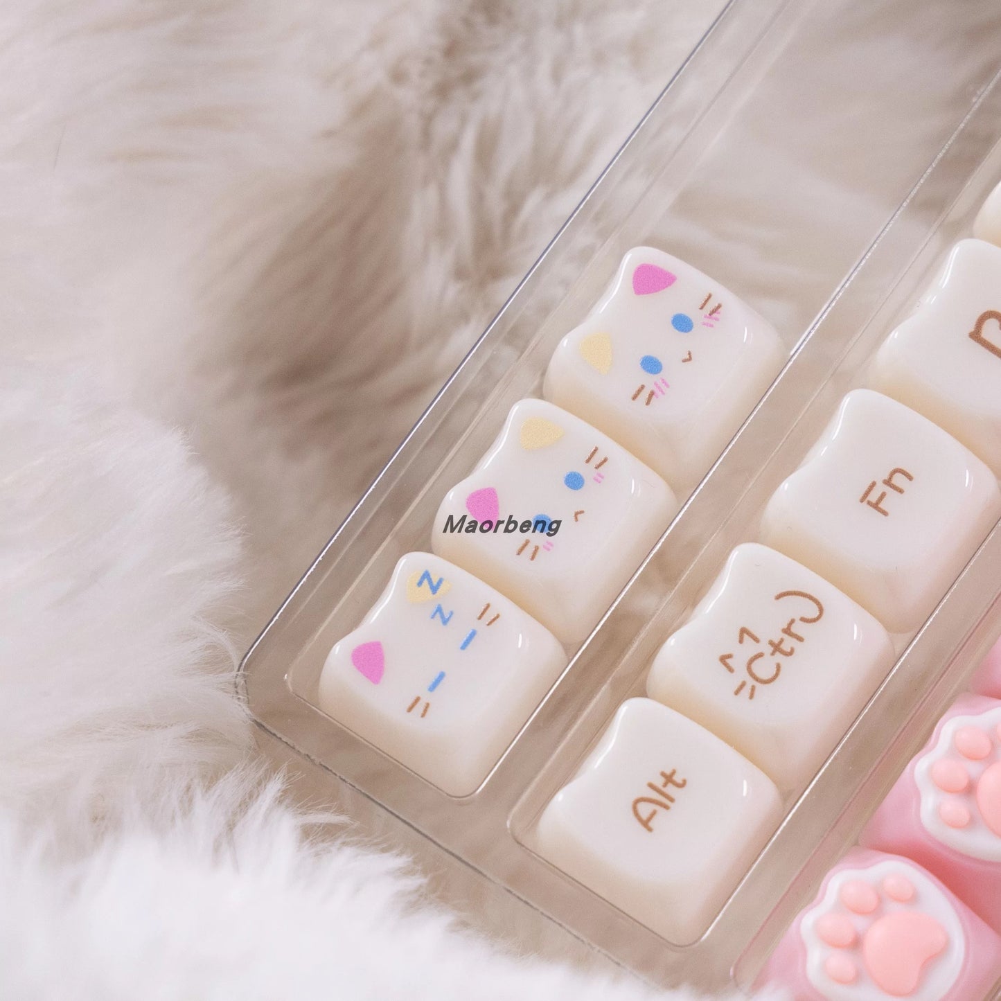 Full layout of 148-key MAO profile translucent PBT keycaps with kawaii design
