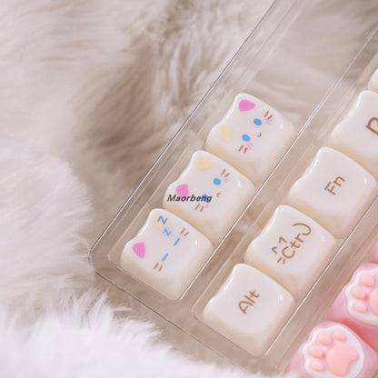 Full layout of 148-key MAO profile translucent PBT keycaps with kawaii design
