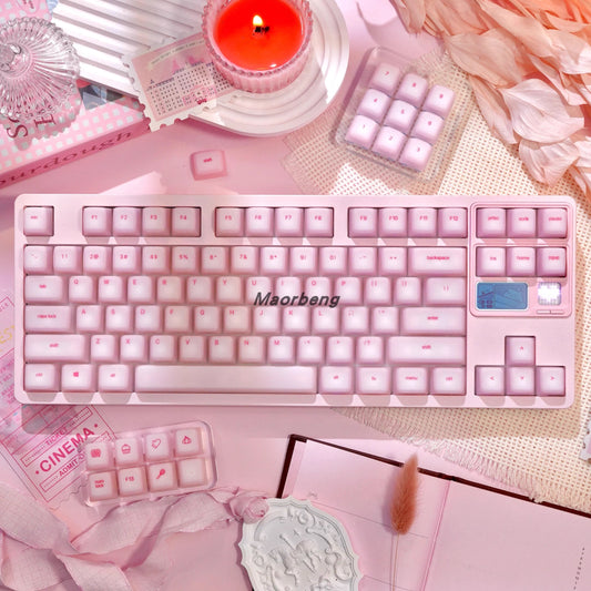 113-key silicone keycap set for mechanical keyboards, soft skin-friendly material with translucent pudding style