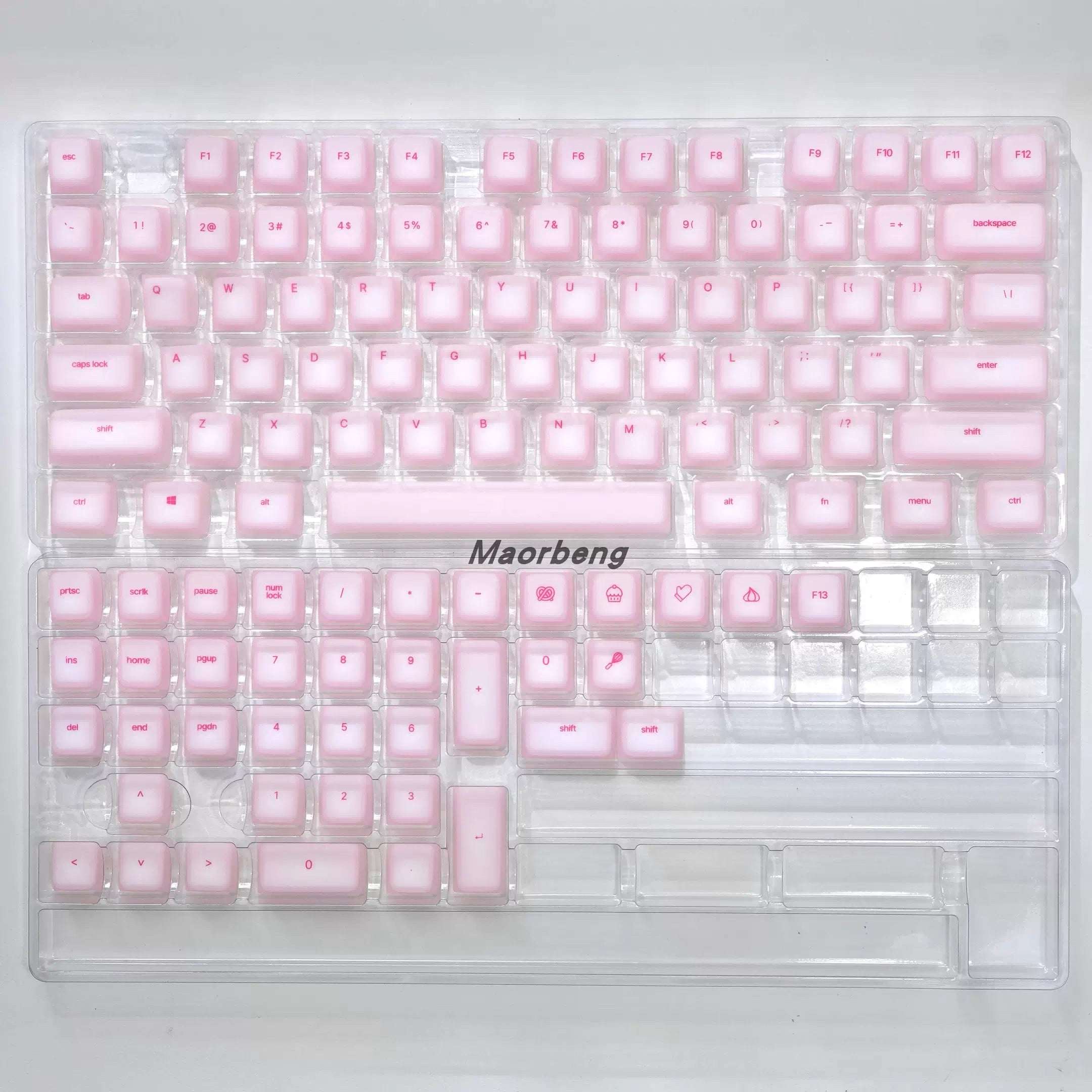 Soft Silicone Keycaps Set – 113 Keys Transparent Backlit Pudding Style Skin-Friendly Keycaps for Mechanical Keyboards