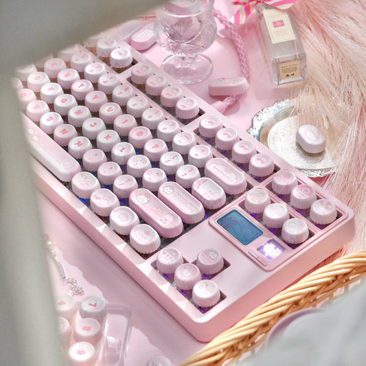 NOG profile White Peach Milk pink theme PBT keycap set for mechanical keyboards