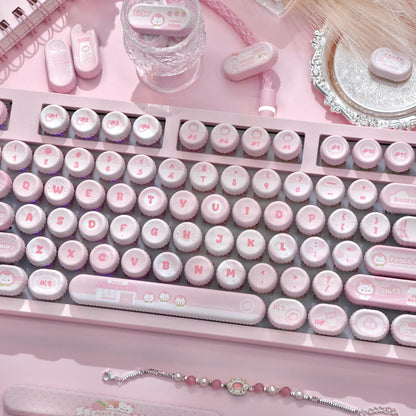 Full layout of NOG profile White Peach Milk dye-sublimated pink keycap set