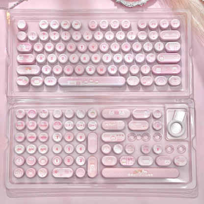 NOG Profile White Peach Milk Keycaps – Pink Theme Five-Side Dye-Sublimated PBT Cute Keycaps for Mechanical Keyboards