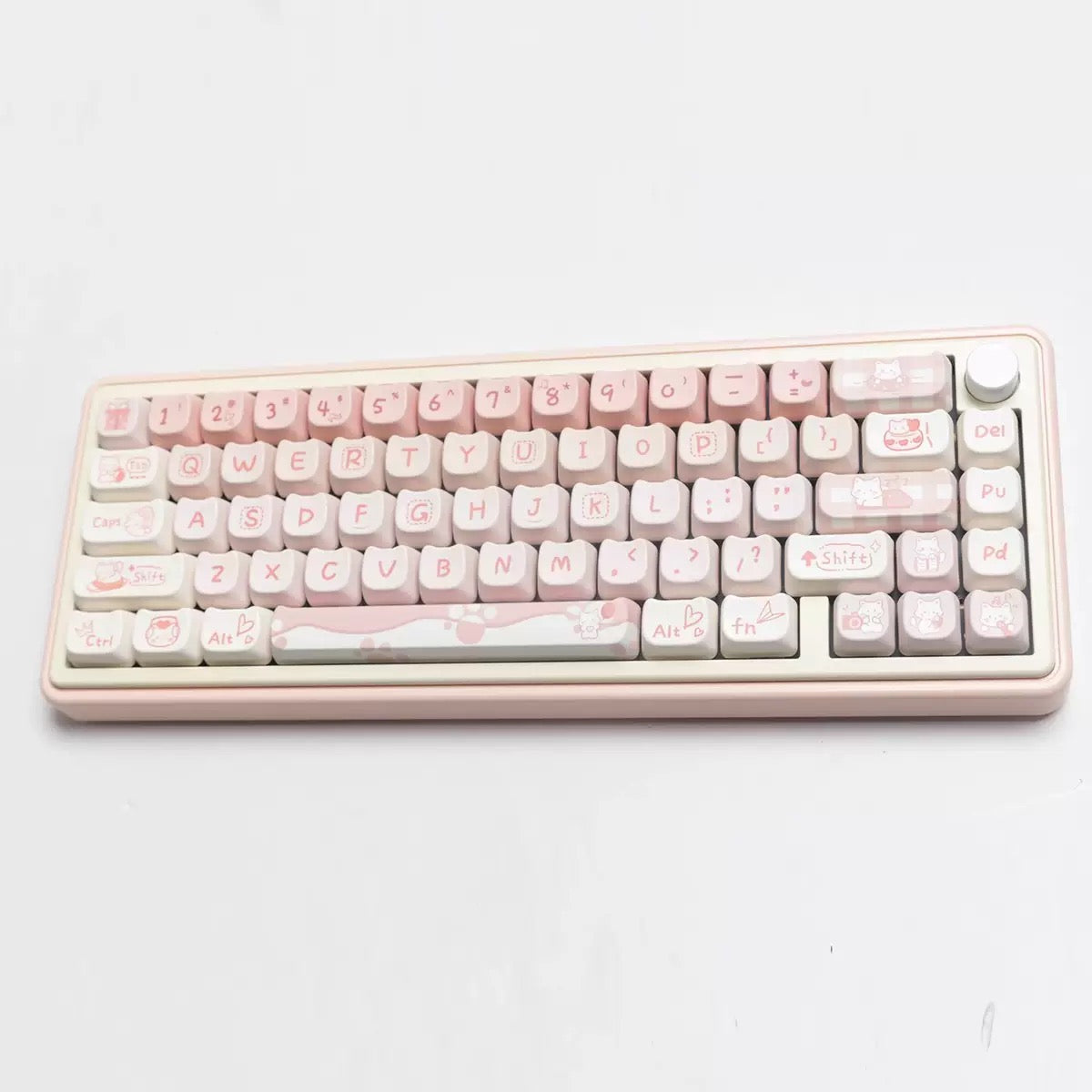 Kawaii Desk Setup with Party Cat Keycaps