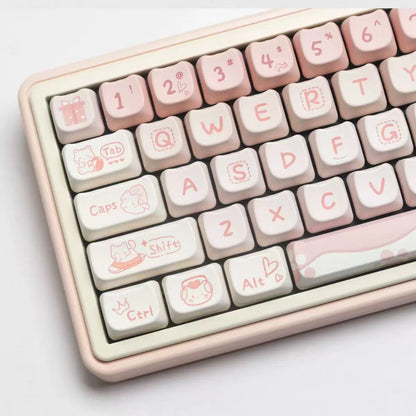 Party Cat MAO Profile Pink Keycaps Set for Mechanical Keyboards