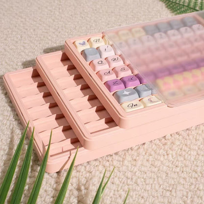 Stackable keycap storage box with transparent cover