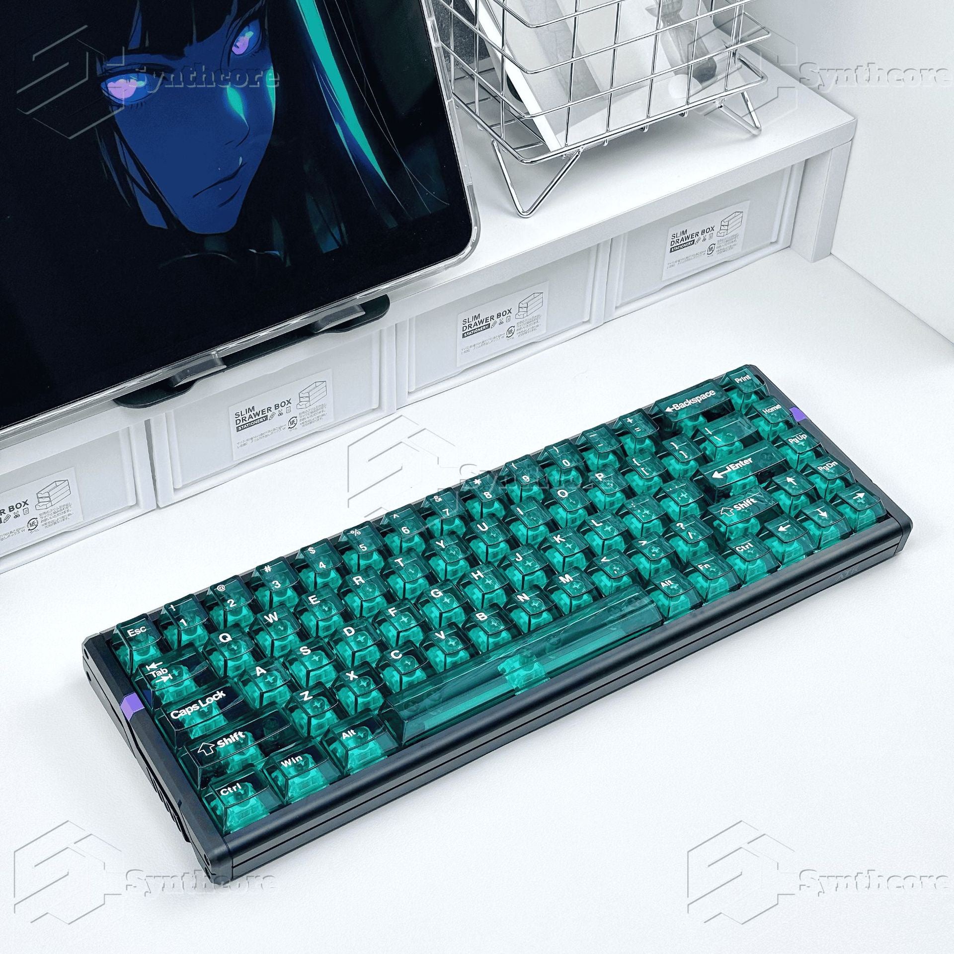 Green translucent keyboard keycaps for EZ63 or Wooting