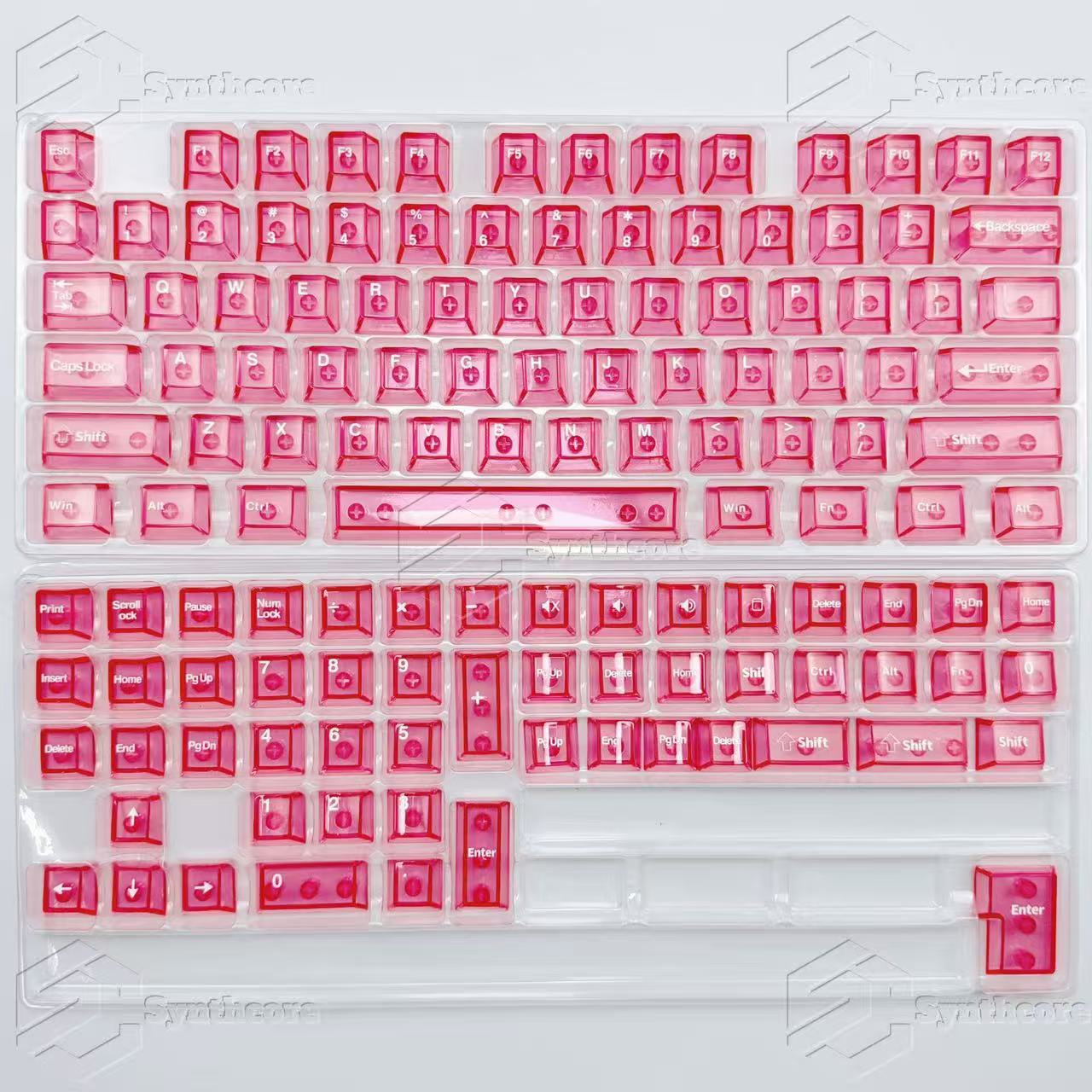Transparent PC Keycaps Set – 130 Keys OEM Profile for Magnetic Switch Keyboards (Red, Blue, White, Green, Pink)