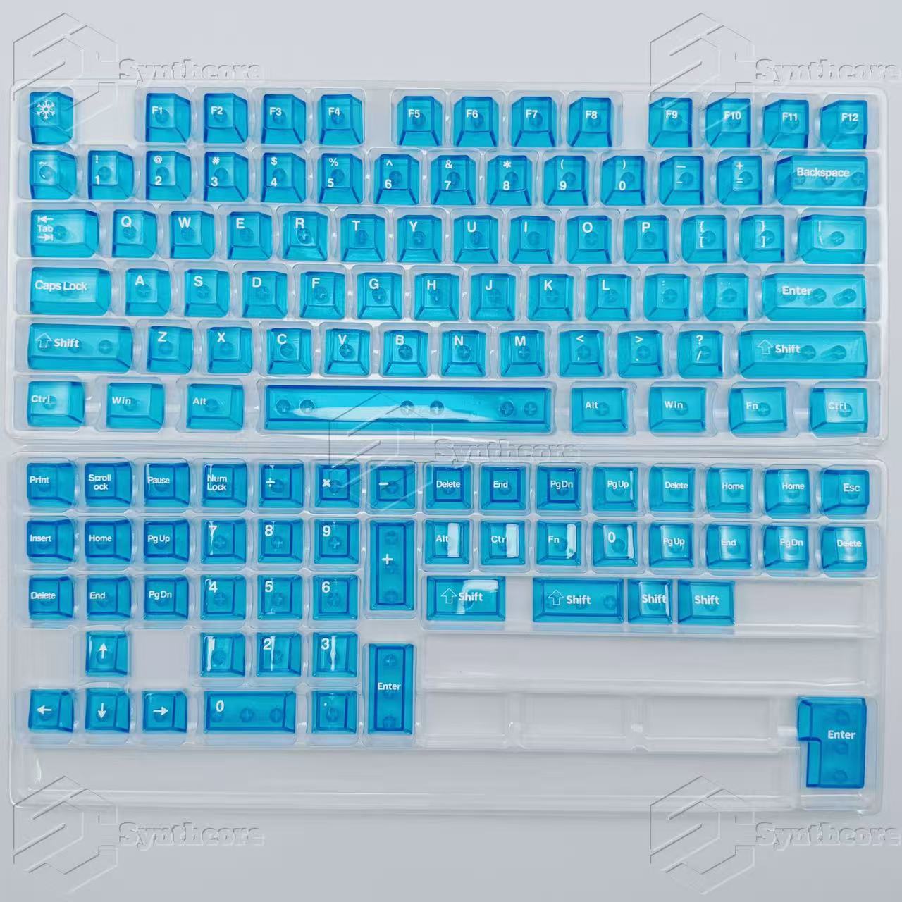 Transparent PC Keycaps Set – 130 Keys OEM Profile for Magnetic Switch Keyboards (Red, Blue, White, Green, Pink)