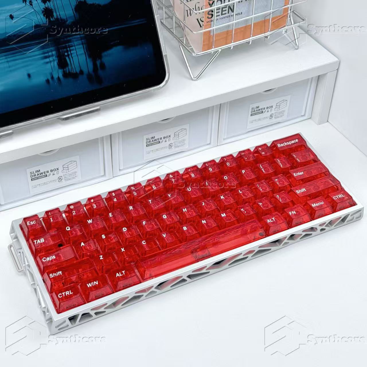 Red translucent keyboard keycaps for EZ63 or Wooting