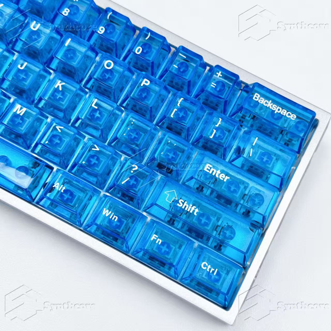 Transparent red PC keycap set on mechanical keyboard