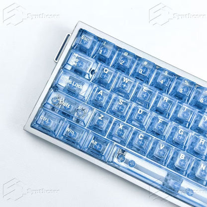 Transparent red PC keycap set on mechanical keyboard