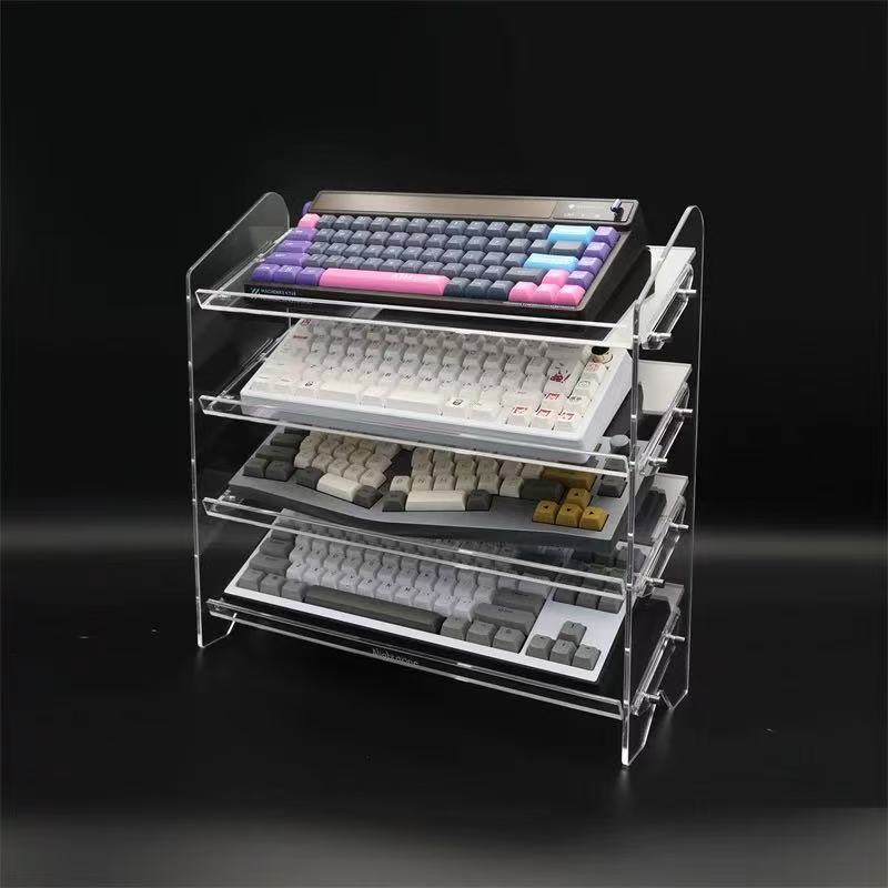 Acrylic Mechanical Keyboard Display Stand – 3/4/5 Tier Transparent Rack for Keyboard Collection