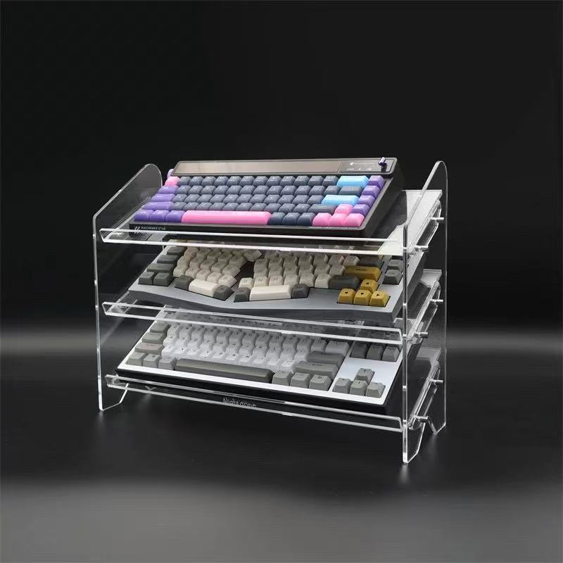 Acrylic Mechanical Keyboard Display Stand – 3/4/5 Tier Transparent Rack for Keyboard Collection