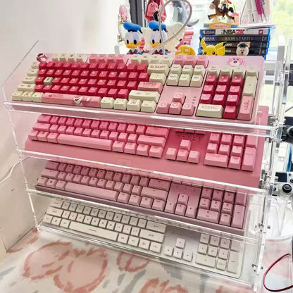Acrylic Mechanical Keyboard Display Stand – 3/4/5 Tier Transparent Rack for Keyboard Collection