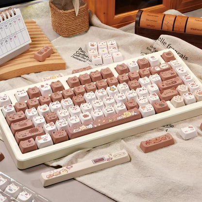 siamese cat coffee keycap set on keyboard