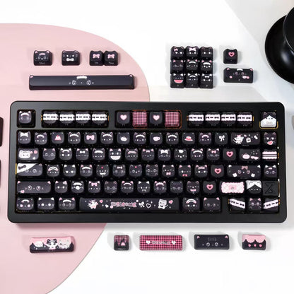 Maid Cat Keycap Set – 142 Keys MAO Profile Dye-Sub PBT Cute Cat Keycaps for Mechanical Keyboard
