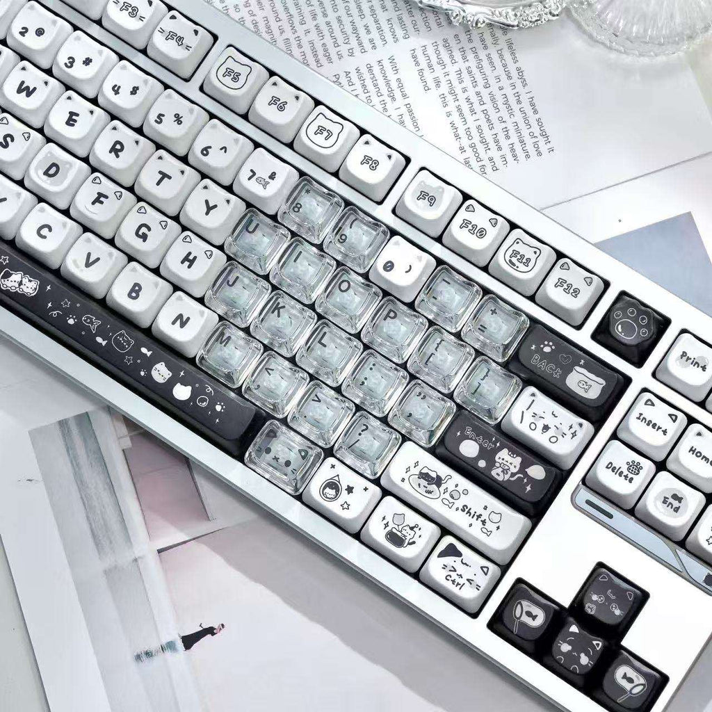 MAO Profile Transparent Heart Keycap Add-on Set – 21 Keys Cute Custom Keyboard Kit
