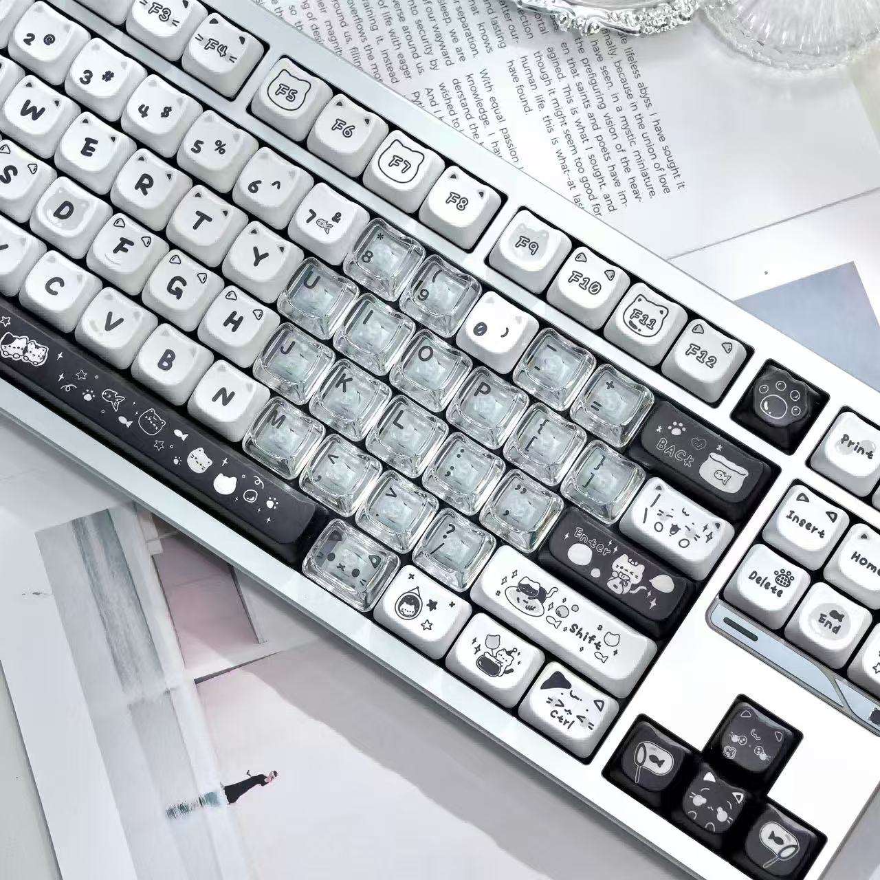MAO Profile Transparent Heart Keycap Add-on Set – 21 Keys Cute Custom Keyboard Kit