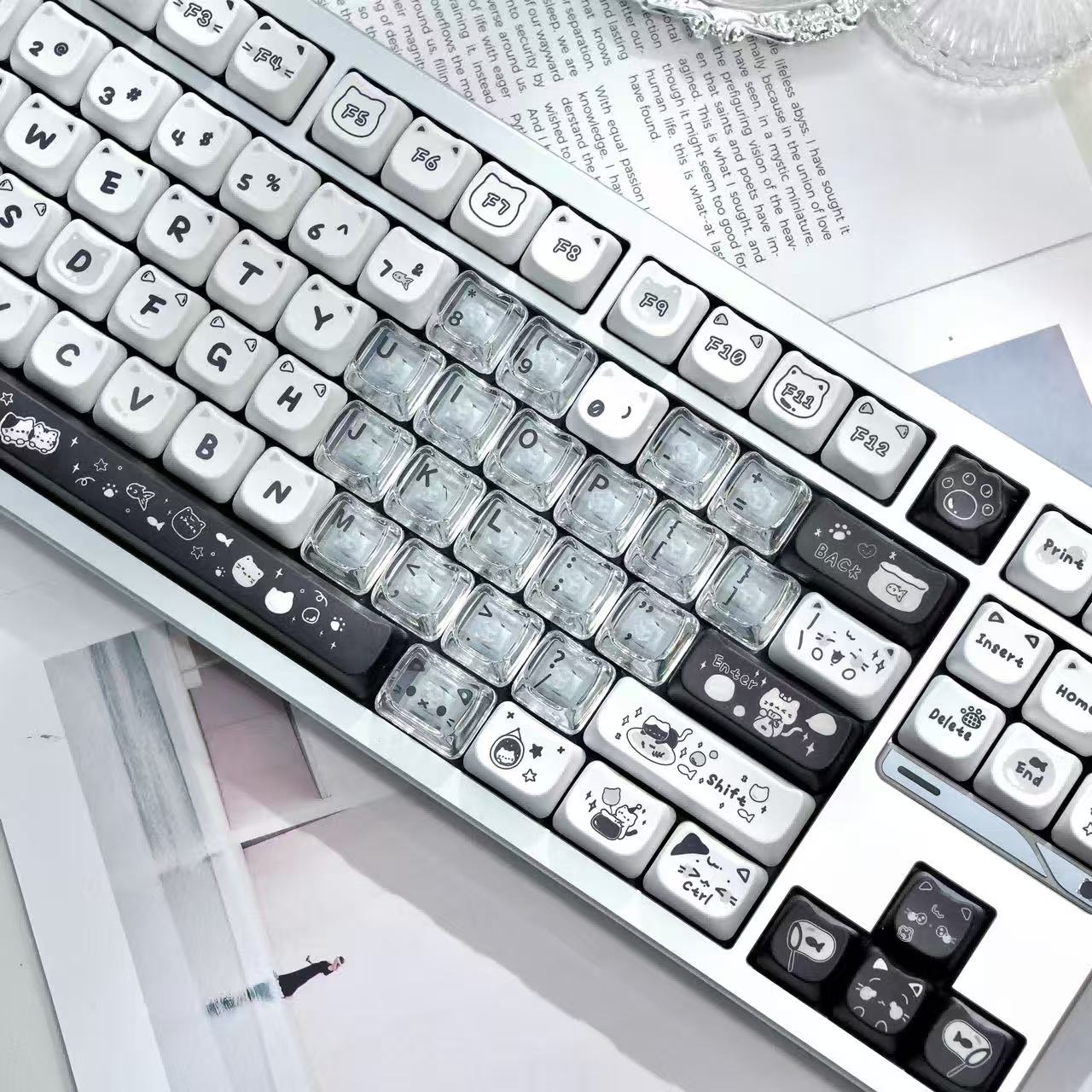 MAO Profile Transparent Heart Keycap Add-on Set – 21 Keys Cute Custom Keyboard Kit