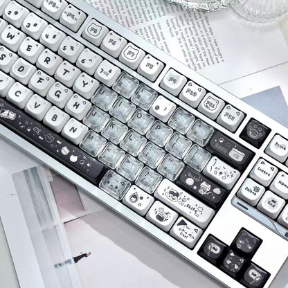 MAO Profile Transparent Heart Keycap Add-on Set – 21 Keys Cute Custom Keyboard Kit