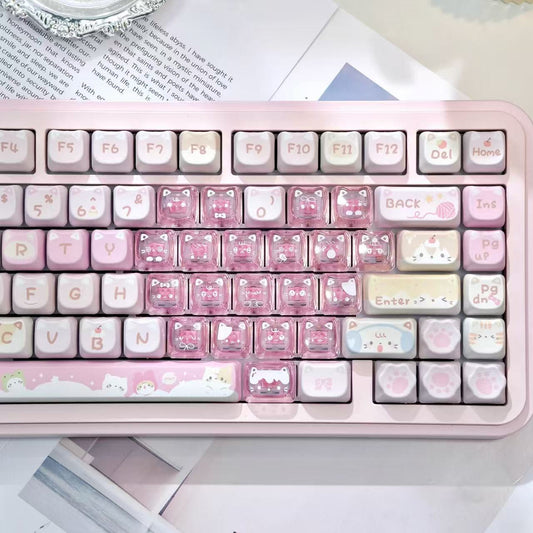 MAO Profile Transparent Heart Keycap Add-on Set – 21 Keys Cute Custom Keyboard Kit
