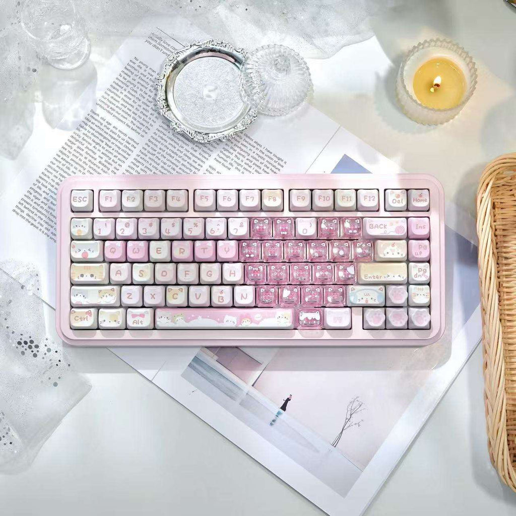 MAO Profile Transparent Heart Keycap Add-on Set – 21 Keys Cute Custom Keyboard Kit