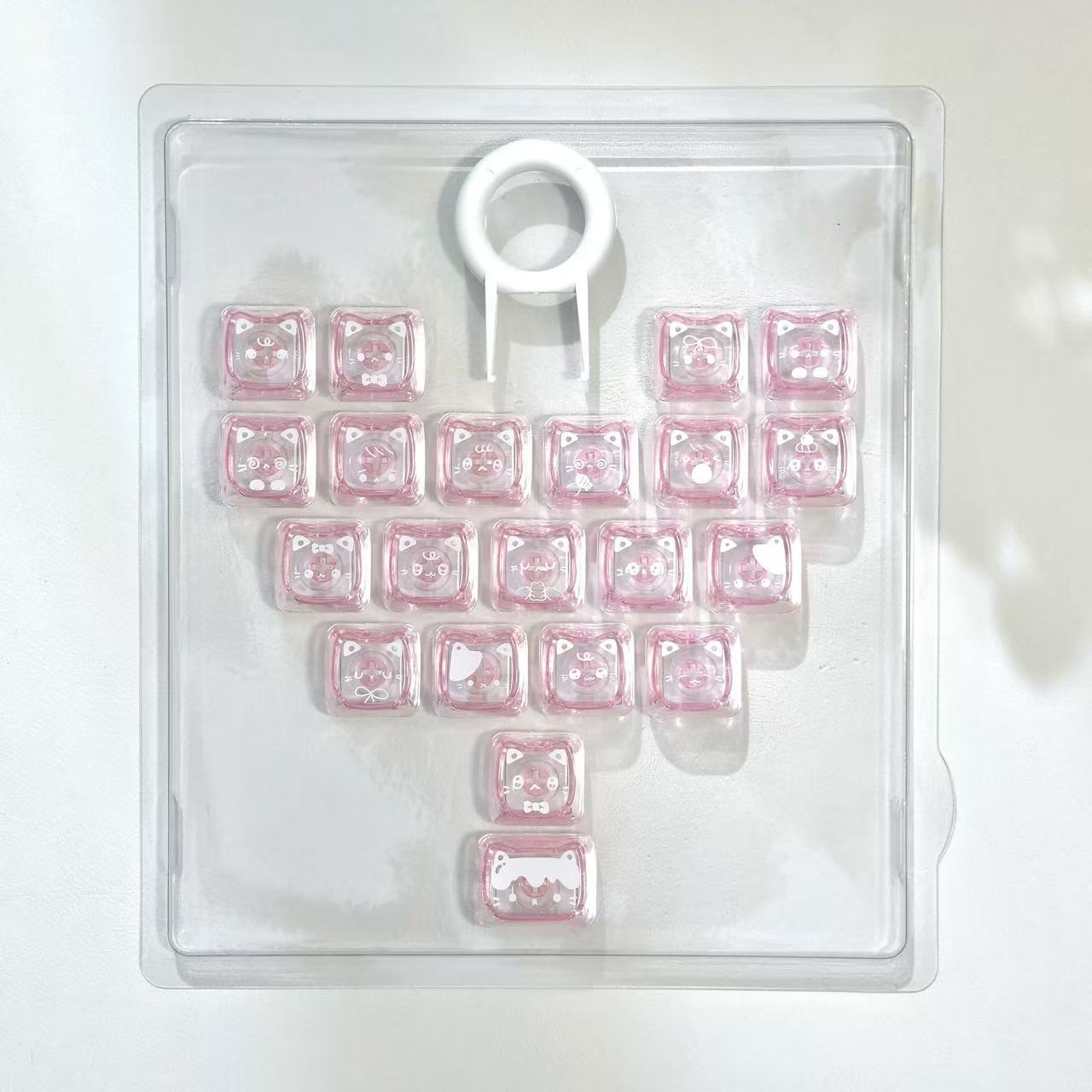 MAO Profile Transparent Heart Keycap Add-on Set – 21 Keys Cute Custom Keyboard Kit