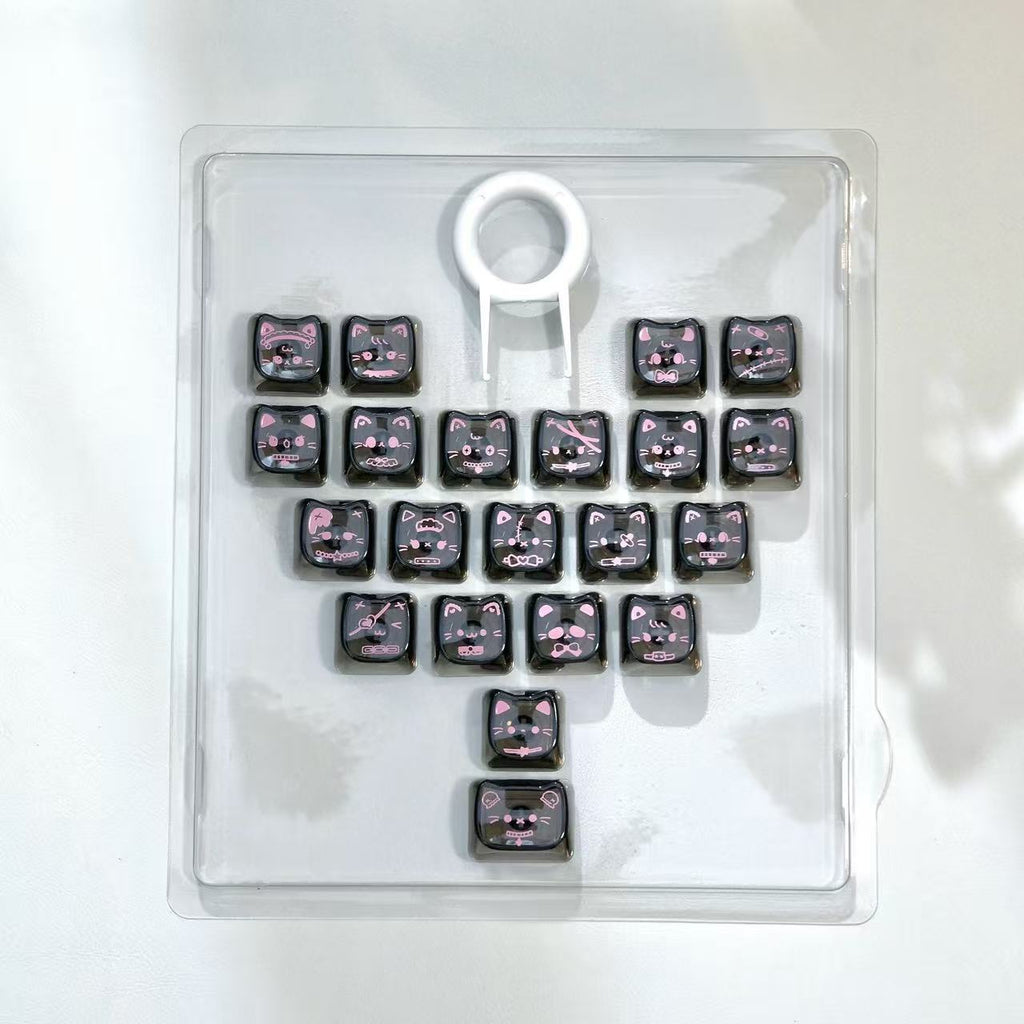 MAO Profile Transparent Heart Keycap Add-on Set – 21 Keys Cute Custom Keyboard Kit