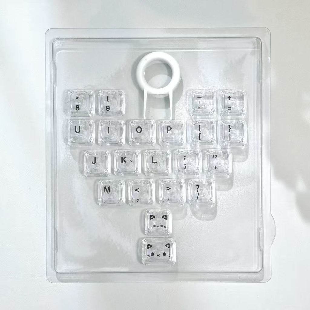 MAO Profile Transparent Heart Keycap Add-on Set – 21 Keys Cute Custom Keyboard Kit
