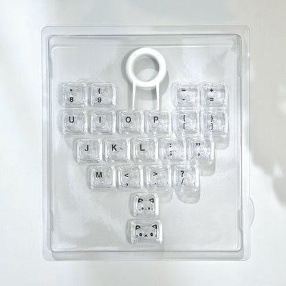 MAO Profile Transparent Heart Keycap Add-on Set – 21 Keys Cute Custom Keyboard Kit