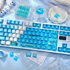 OEM profile blue gradient keycap set with translucent PC accents